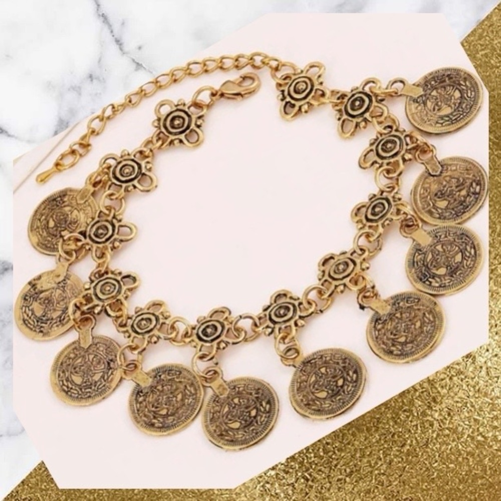 Beautiful Gold Gypsy Coin Ankle Bracelet